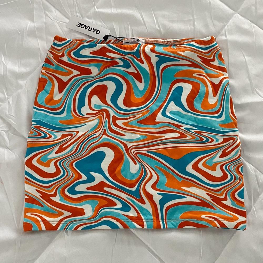 Vintage Style Orange/Blue/White Skirt from Garage - XS